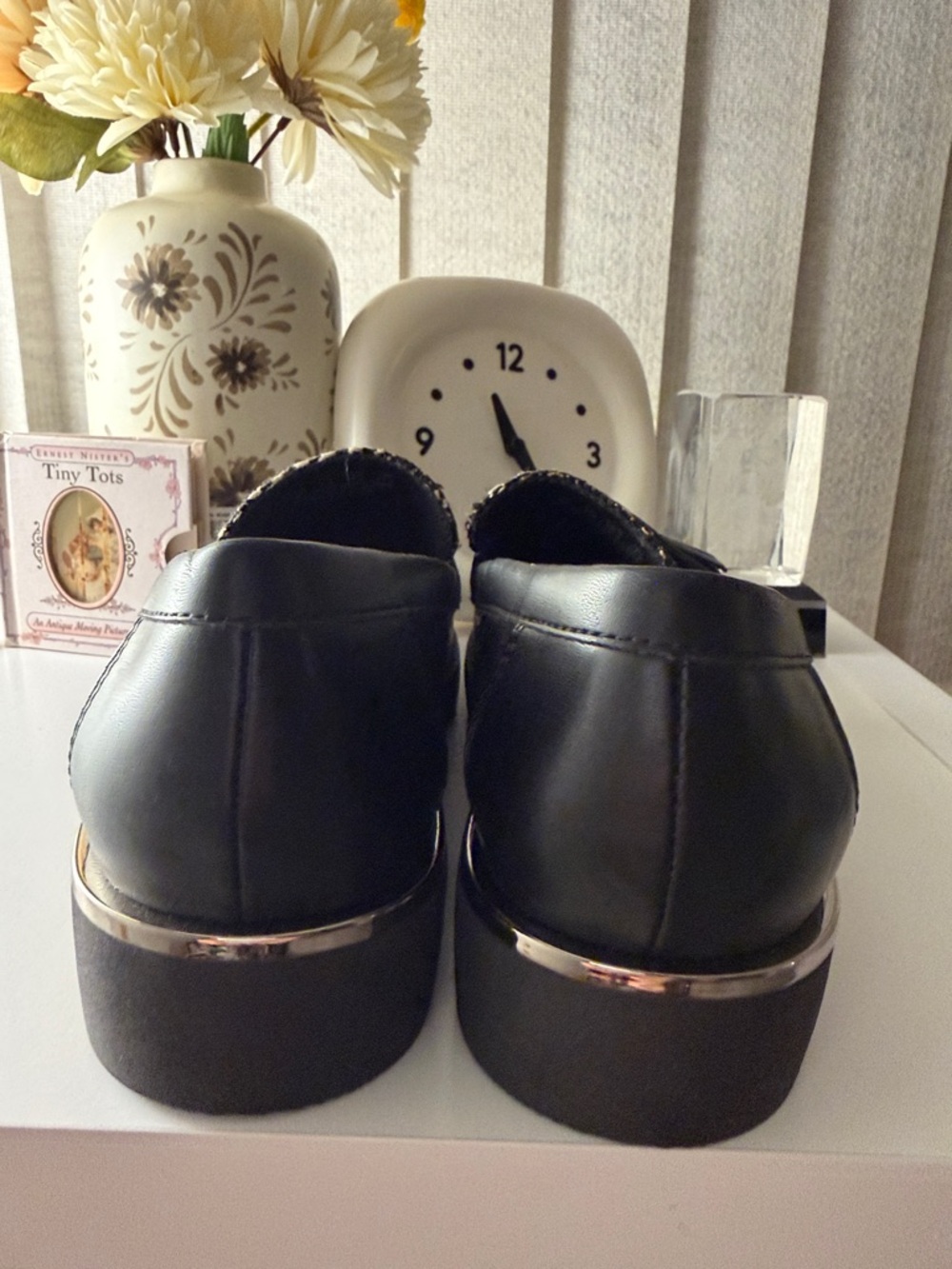 Franco Sarto Black and Tan Tweed Tassel Loafers - Picture 5 of 5